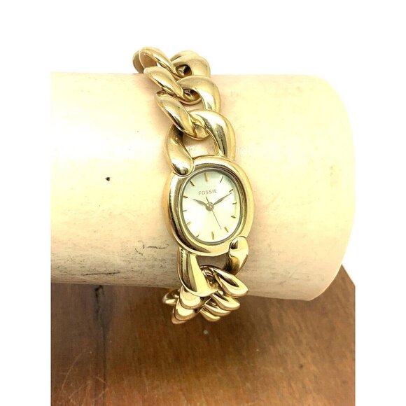 Fossil Women's Watch ES3460 Curator Quartz Gold Dial Stainless Steel Tank 20mm - Picture 9 of 11